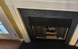Living room fireplace before the renovation, Pinehurst NC